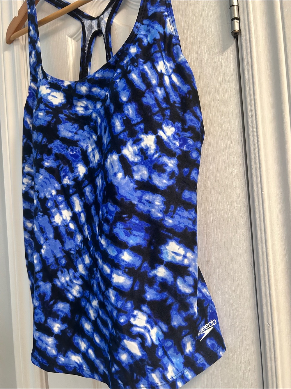 Speedo Blue, White & Black Tie-Dye Swim Tank
